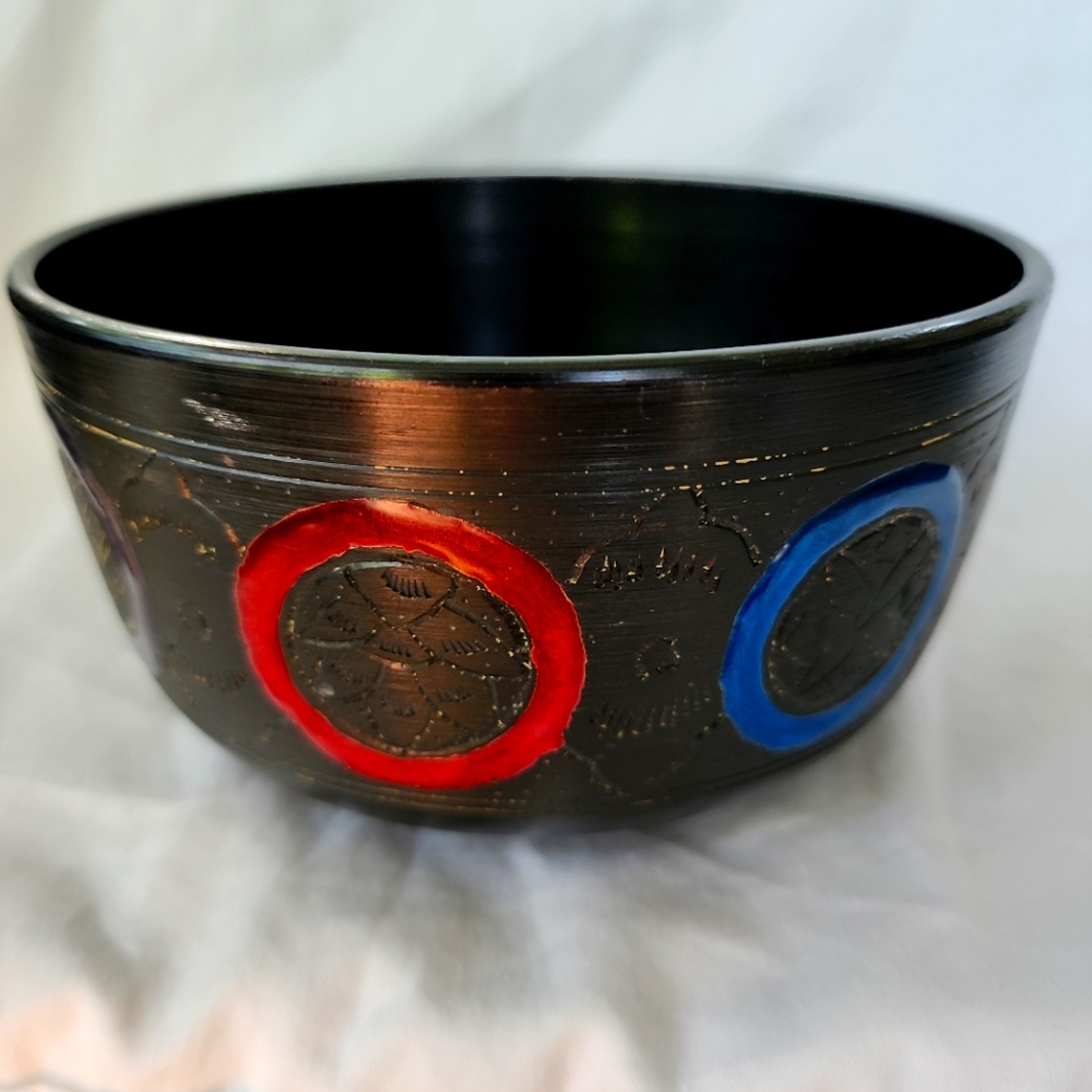 Special Singing Meditation Bowl Sound Buddhism Chakra Healing Green Earth India